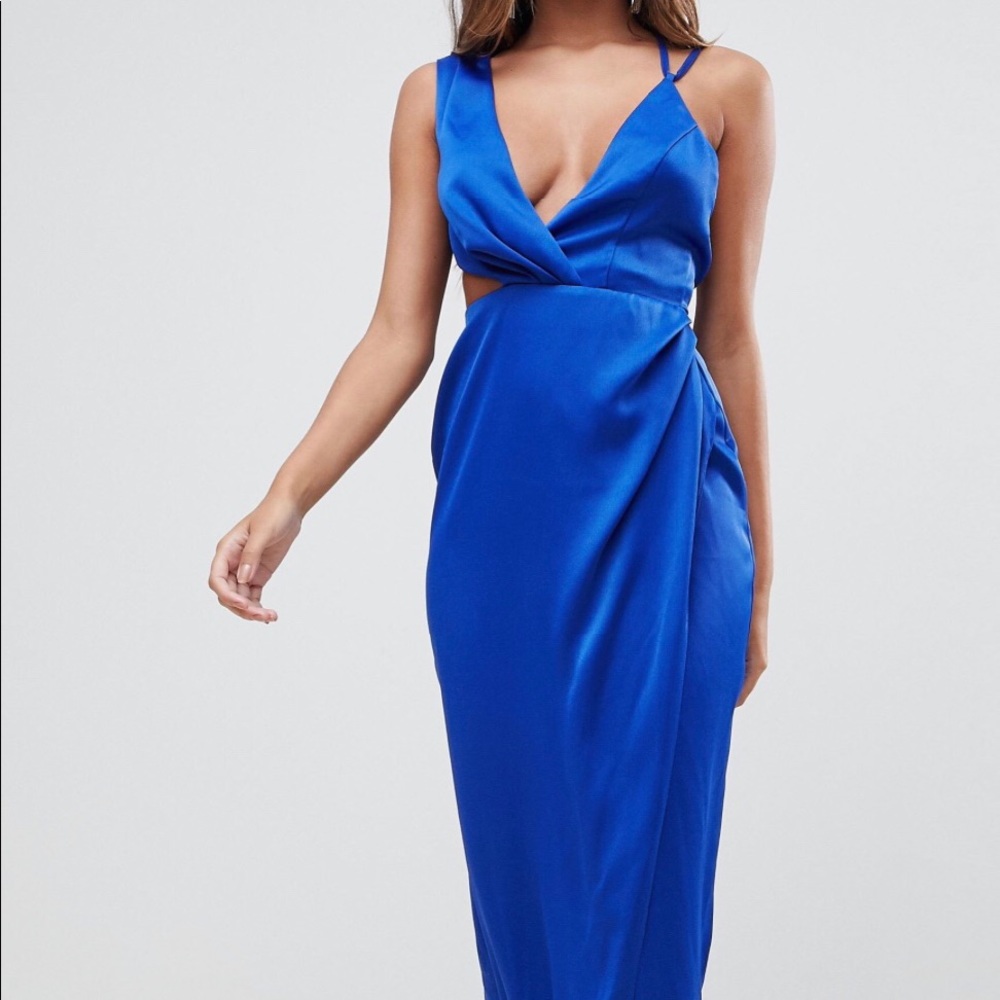Cobalt blue satin gown/dress.